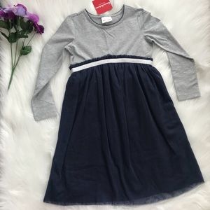 NWT Hanna Andersson Girls Gray and Blue Dress 120